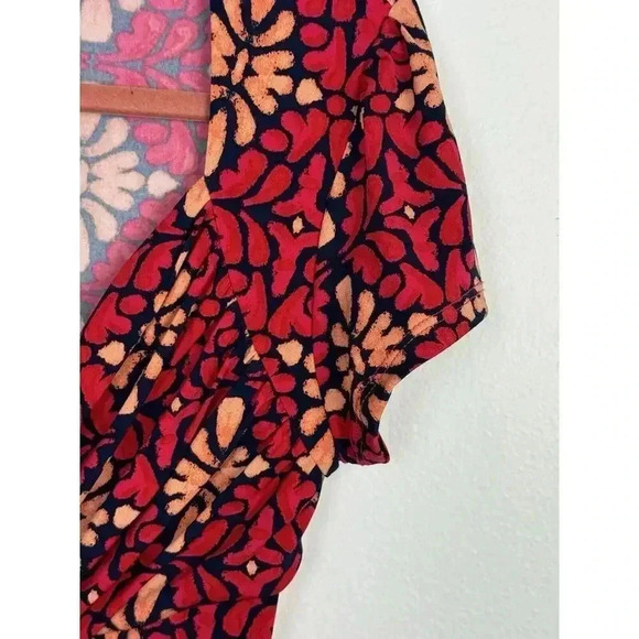 Leota Reye Jersey Faux Wrap Dress Size L Blue Multicolor Leopard - Picture 6 of 10